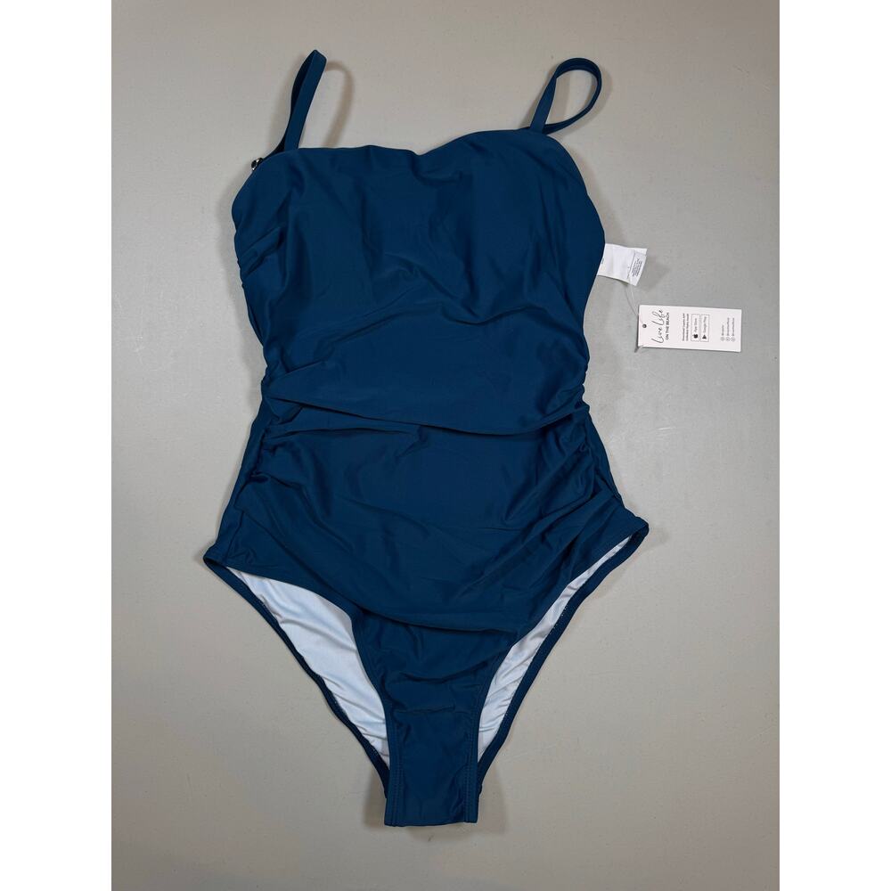 NWT Cupshe One-Piece Swimsuit | Teal Ruched Slimming Bathing Suit | Size Small